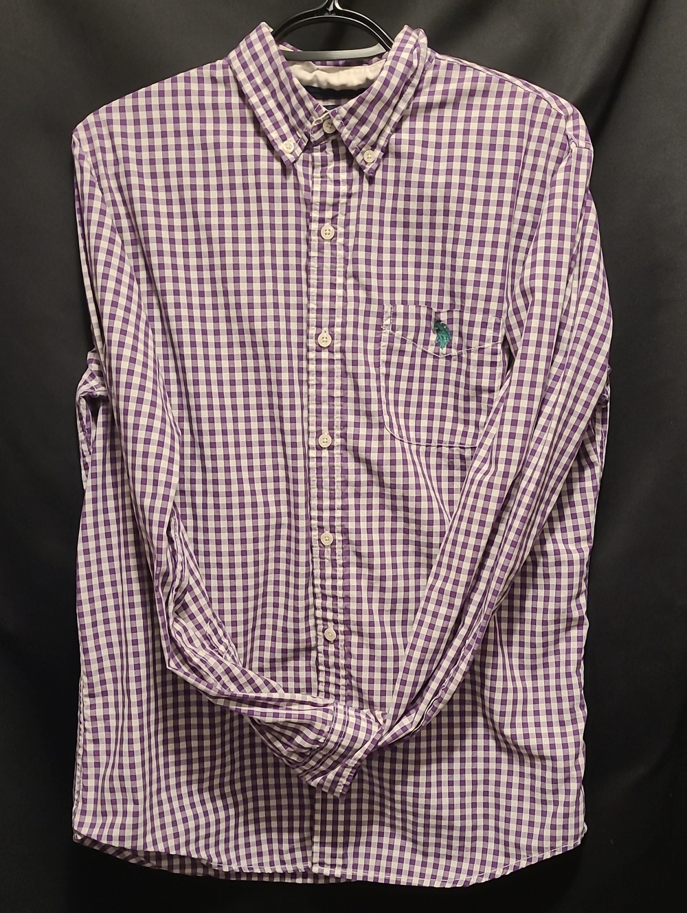 U.S. Polo Assn. Purple and White Gingham Button-Down Shirt SZ MED